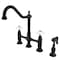 Kingston Brass KS1275PXBS Heritage Bridge Kitchen Faucet W/ Brass Sprayer, Bronze KS1275PXBS - alternate 1